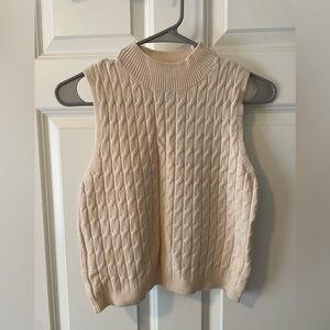 Blue Rain Sleeveless Cowl Neck Sweater - Cream